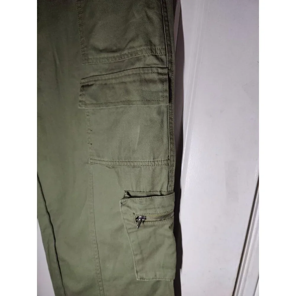Cali 1850 Juniors Olive Green Cargo Zippered-Pocket Straight Leg‎ Pants 7 NWT - Picture 5 of 8
